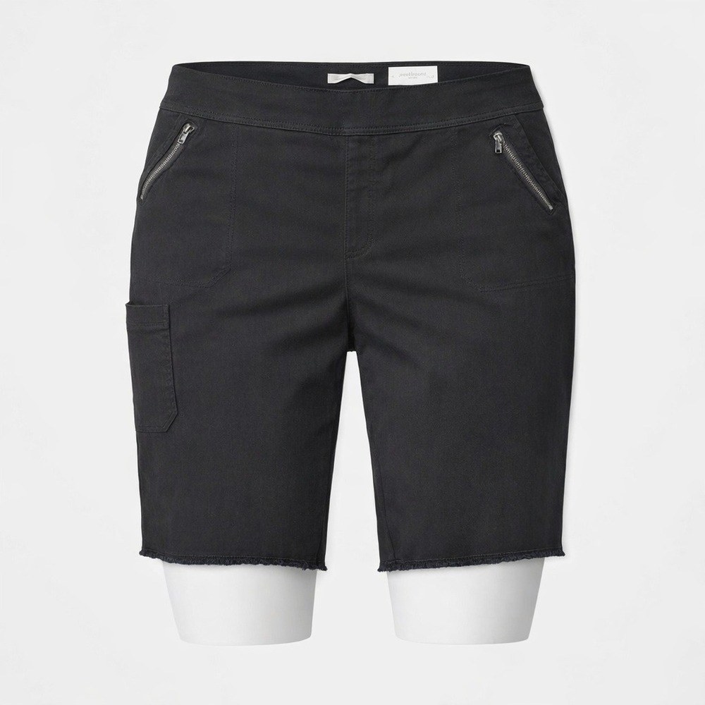 Westbound Woman The Park Ave Fit Mid Rise Skimmer Shorts Black Plus Size 24W New